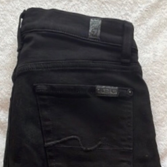 7FAM BLACK GWENEVERE MID-RISE DESTROYED SKINNY ANKLE JEANS EUC WORN ONCE 29 - Picture 7 of 7